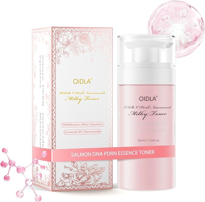PDRN Pink Niacinamide Milky Toner for Hydrating, Moisturizing, Soothing, Ceramide, Peptide, Glass Glow Skin, Equivalent Korean Skincare Toner for face | 230ml 7.78 fl. Oz.