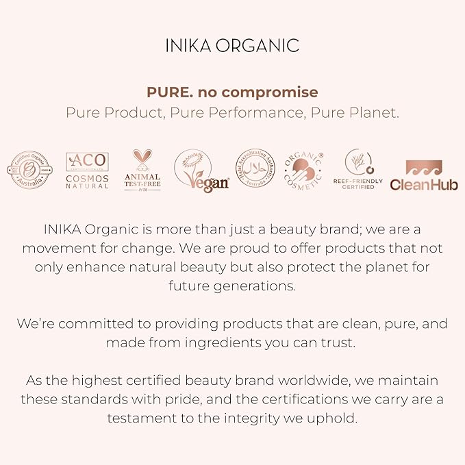 INIKA Organic BB Cream Foundation - Vegan Makeup with Hydrating Prickly Pear, Jojoba, and Pomegranate Seed Oil - Lightweight Glow for Balanced Skin Tone, Tan, 1 fl oz
