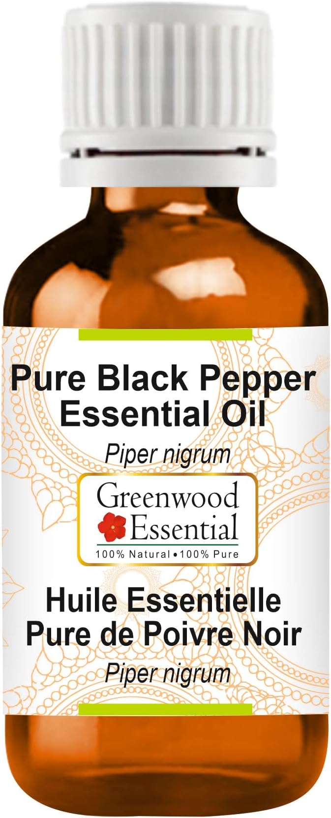 Greenwood Essential Pure Black Pepper Essential Oil (Piper nigrum Steam Distilled 100ml (3.38 oz)