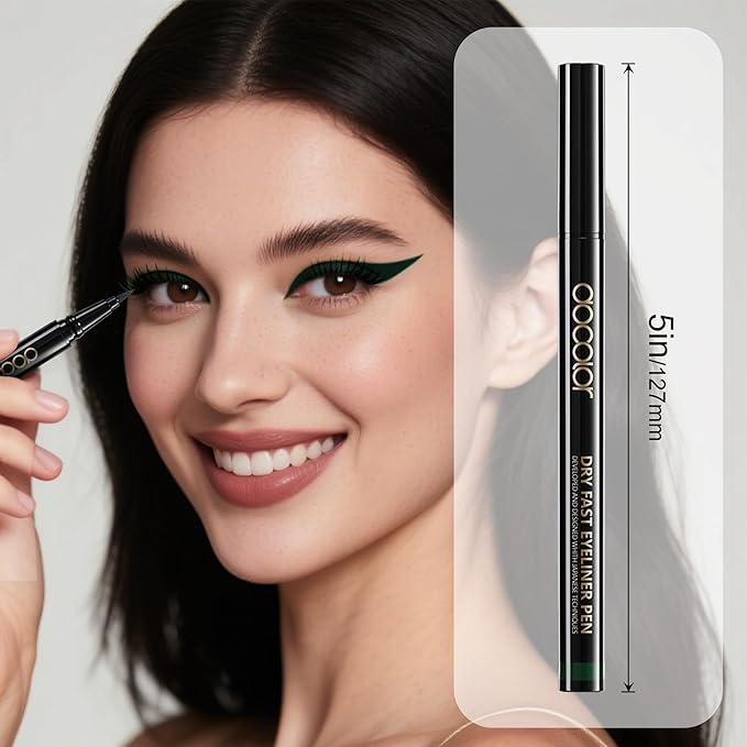 docolor Eyeliner, 2PCS Green Liquid Eyeliner Waterproof Eye Liner Pen Super Slim Precise All Day Green Eye Pencils Professional Makeup Liquid Eye Liner Pencil for Women
