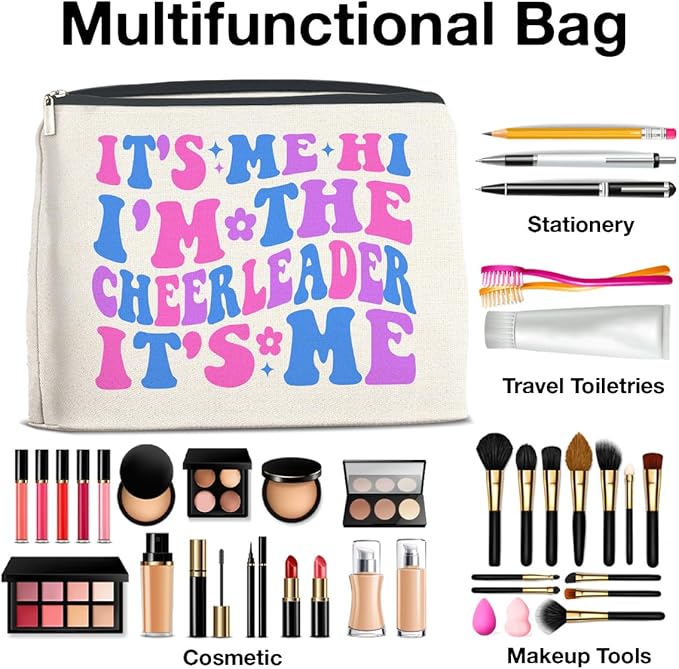 Cheerleader Gifts Makeup Bag Cheerleading Team Gifts for Women Cheerleader Cosmetic Bag It's Me Hi I'm the Cheerleader Zipper Makeup Pouch Gift