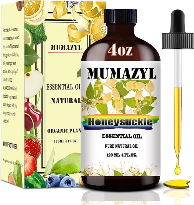 Honeysuckle Essential Oil, Honeysuckle Oil 4 Fl Oz 120ML for Diffuser Humidifier Yoga Cleaning DIY Candle Soap Making Essential Oils