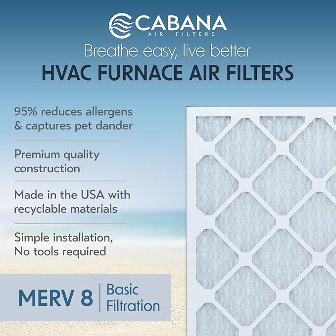 Cabana Filters 6-Pack 18x18x1 MERV 8 AC Furnace Air Filter - Image 2