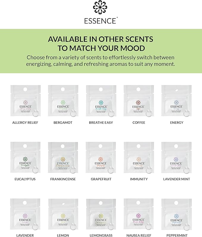 Essence Wearable Aromatherapy Nasal Diffuser – Stress Relief Essential Oil Nose Ring – Personal Scent Clip for Travel, Work & Everyday Use – Made in USA