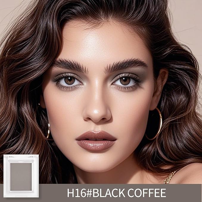 Erinde Single Matte Eyeshadow Palette, Velvet Eye Shadow Compact Powder Natural Makeup, Long-Lasting Eye Makeup, Ultra-Blendable, Pigmented Color, Vegan Formula, H16 Black Coffee