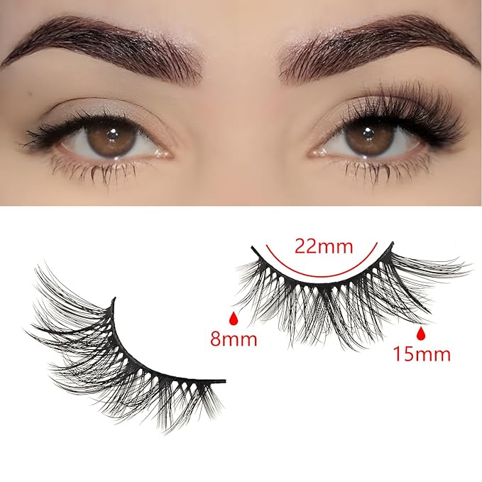 FARRED Half Eyelashes Natural False Lashes Wispy Cat Eye Strips Eyelash 10 Pairs Faux Mink Strip Eye Lashes Pack for Daily Makeup (C10 | 8-15MM)
