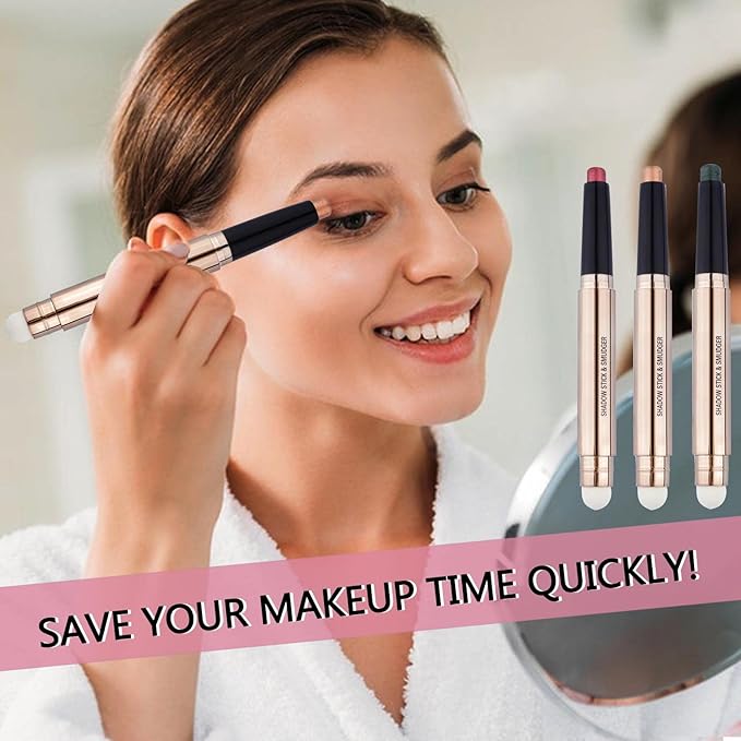 Silver Smokey Grey Eyeshadow Stick Makeup Cream Shimmer Glitter Matte Single Primer Smooth Eyeshadow Pencil Hypoallergenic Natural Waterproof Long Lasting Eye Shadow Multi-Dimensional Eyes Look