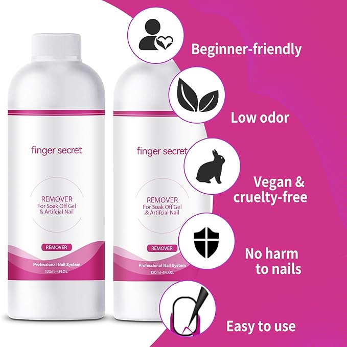 Nail Polish Remover 8Fl.Oz Nail Polish Remover Kit Polish Remover for Nails Glue Artificial Nails,Glitter Polish,Hard Builder gel,dip powder,poly gel,acrylic powder Remove