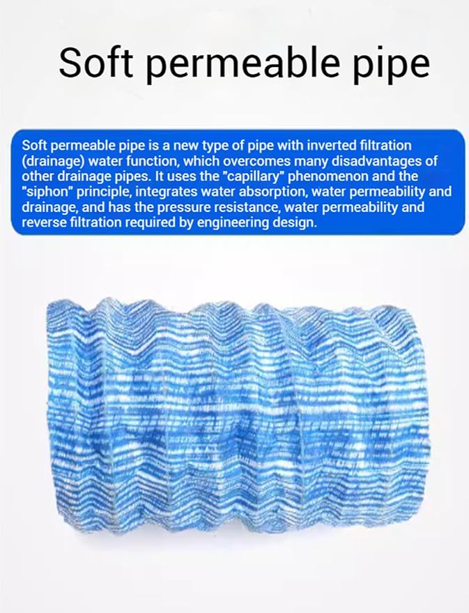 French Drain Pipe for Garden Lawn & Landscape, 8cm Perforated Fabric Drainage - Image 2