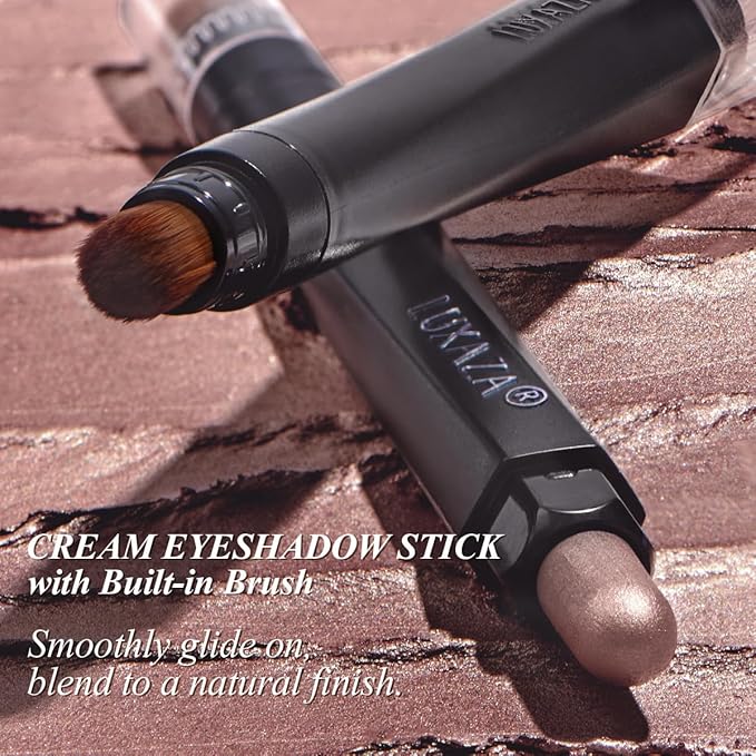 Brown Eyeshadow Stick Makeup Set 3PCS, Neutral Shimmer And Matte Cream Eye Shadow Palette, Metallic Bronze Smoky Eyeliner Brightener Crayon Pencil Kit, Ideal Gift for Women -Rosewood Bloom