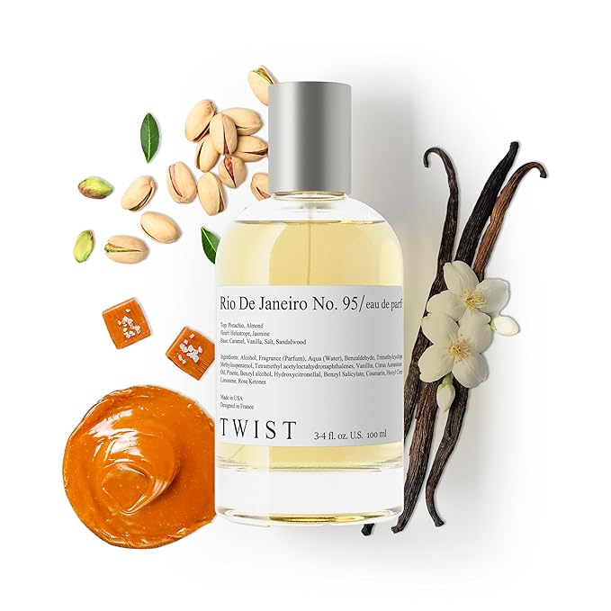 Twist Rio De Janeiro No. 95 Inspired by S. D. Janeiro's 62 Pistachio & Salted Caramel, Long Lasting Perfume For Women, Paraben Free, Vegan, Clean Ingredients, Fragrance - Spray 100 ml | 3.4 fl. oz.