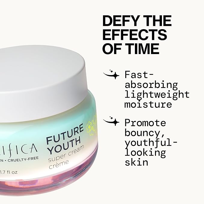 Pacifica Future Youth Super Cream – Daily Anti-Aging Moisturizer for All Skin Types, Lightweight Hydration with Advanced Peptides & Antioxidants, Improves Firmness & Elasticity, Vegan & Clean Beauty