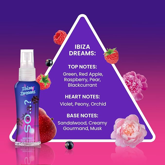 So...? Escapes Body Mist Set - Perfumes for Women - Everyday Body Spray for Women - Vegan, Cruelty Free Fragrances - Travel Size Gift Set - 6 pcs