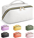 Personalized Initial Makeup Bag,Christmas Gifts for Girl,Preppy Bag Cosmetic Travel Bag Women,Travel Toiletry Organizer,Large Capacity Corduroy Stuff Bag,Cute Cosmetic Pouch Skincare Bag-LEO
