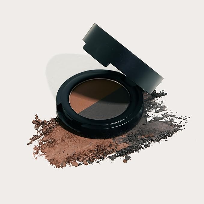 Soft Brow Define & Fill Powder Duo, Includes Dual ended Brush, Vegan and Cruelty Free (Black/Brown)
