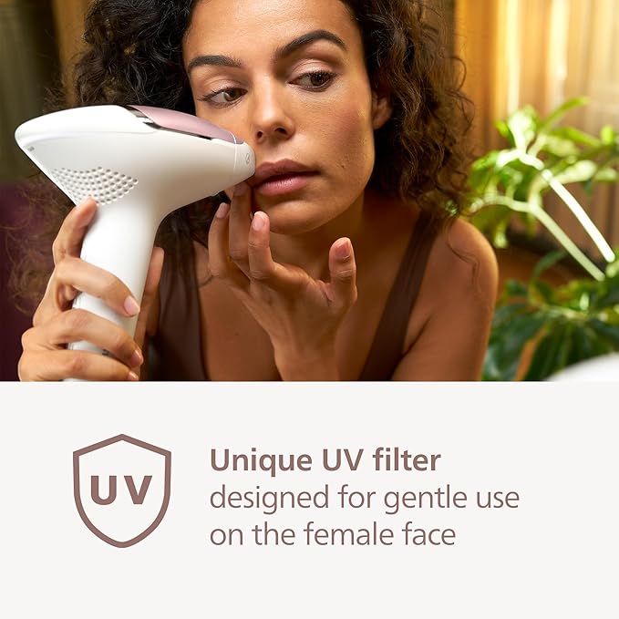 Philips Lumea 8000 Series IPL Hair Removal Device - Permanent Visible Hair Reduction Done at Home, SenseIQ Technology, 2 Attachments for Body & Face, for Women & Men, BRI932/03