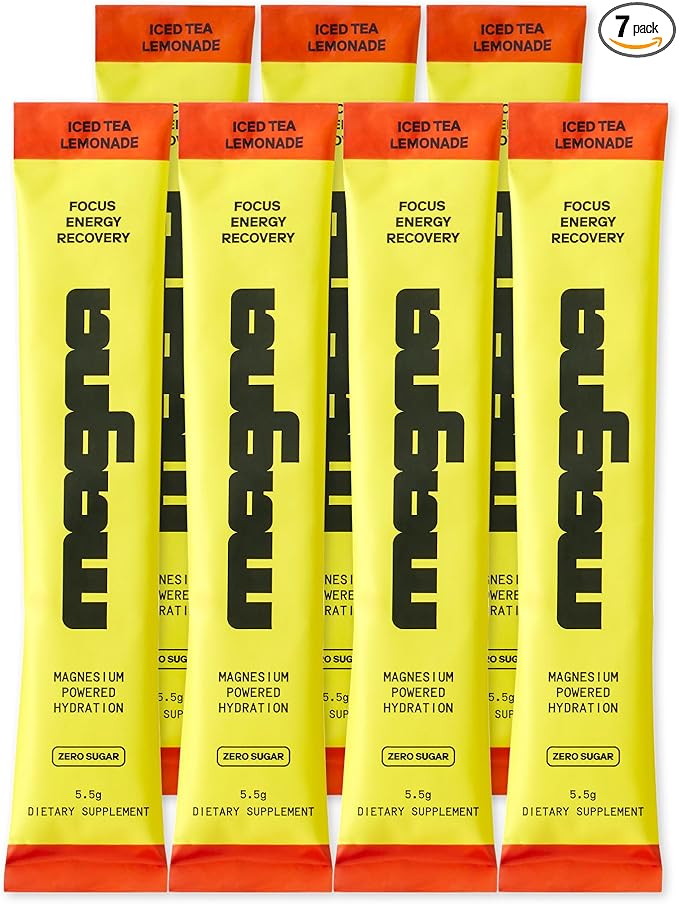 MAGNA Electrolytes Powder Drink Mix for Hydration, Energy & Focus Support with Magnesium L Threonate, Sodium, Potassium, Vitamin D, B6 & B12, Sugar Free, Tea Lemonade Flavor, 7 Servings
