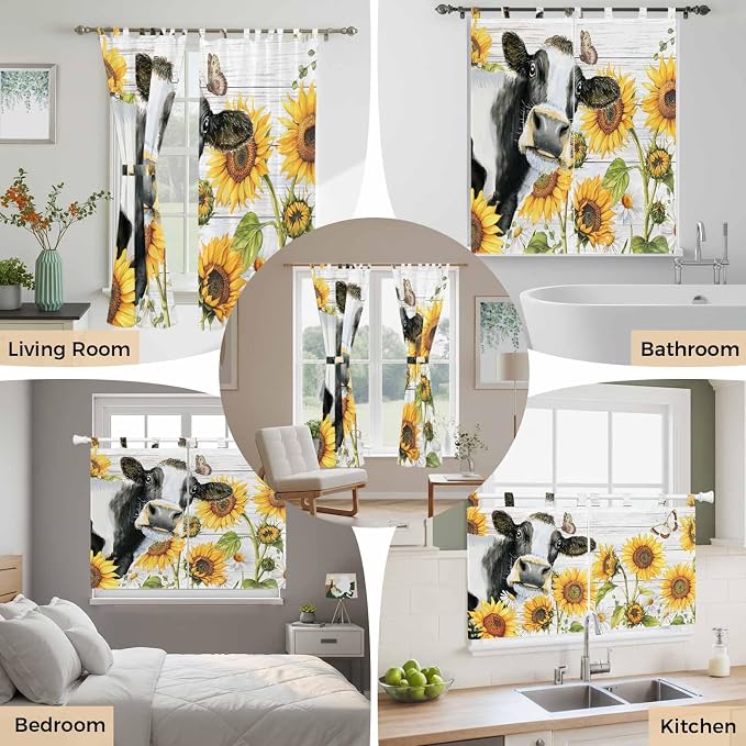 Retro Farmhouse Floral Kitchen Curtains 36 Inch Length, Small Window Curtains - Image 7