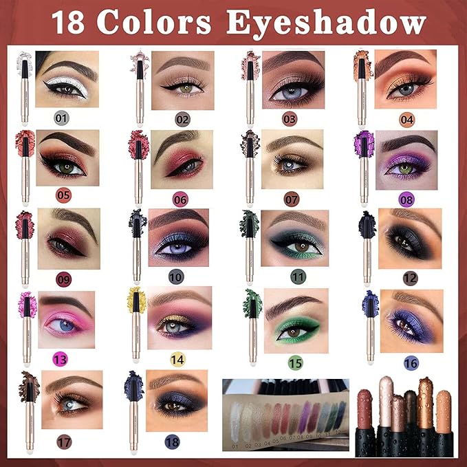 Bright Green Eyeshadow Stick Makeup, Cream Shimmer Smooth Eyeshadow Pencil Hypoallergenic Waterproof Long Lasting Eye shadow Highlighter Eye Liner Pen High-Impact Multi-Dimensional eyes Look