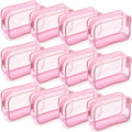 Weewooday 12 Pieces Clear Makeup Bags Cosmetic Storage Bags PVC Zipper Pouches Travel Waterproof Makeup Plastic Case for Women Organizing Toiletries Traveling Bathroom(Large,Light Pink)
