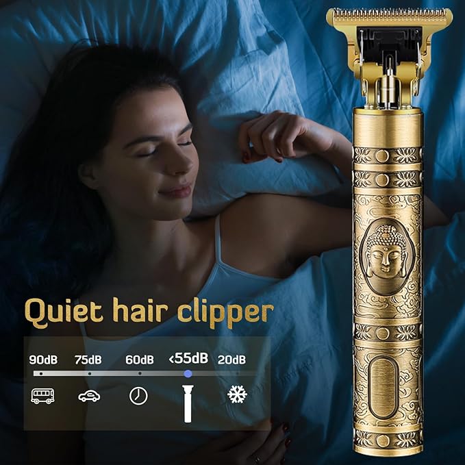 Hair Clippers for Men, Professional Cordless Rechargeable Beard Trimmer Gold Kit with Guide Combs
