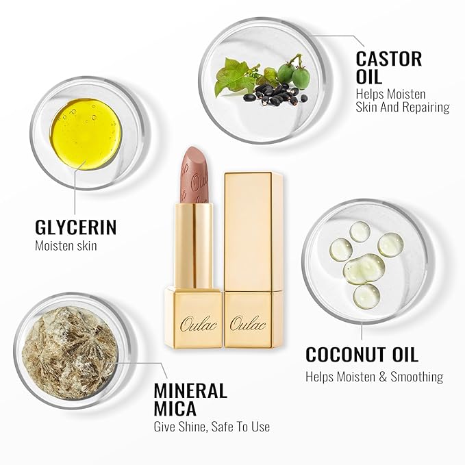 Oulac Metallic Nude Lipstick Set 3PCS, Comfortable Creamy Texture, Smooth No Grainy Feeling, Vegan & Gluten Free, Full-Coverage Lip Makeup, 3 X 4.3 g, 601+GM03+GM14