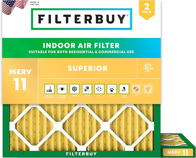 Filterbuy 18x18x1 Air Filter MERV 11 Superior Pet & Allergy Defense, by Filterbuy