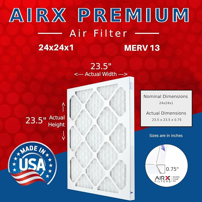 AIRX FILTERS WICKED CLEAN AIR. 24x24x1 Air Filter MERV 13 Electrostatic Pleated - Image 2