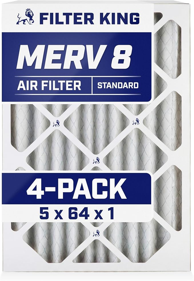 Filter King 5x64x1 Air Filter | 4-PACK | MERV 8 HVAC Pleated A/C Furnace by FilterKing