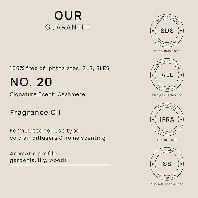 VINEVIDA [128 Fl Oz] Cashmere Fragrance Oil for Cold Air Diffusers, Essential Oils for Diffuser Oil Refill & Air Freshener Room Spray