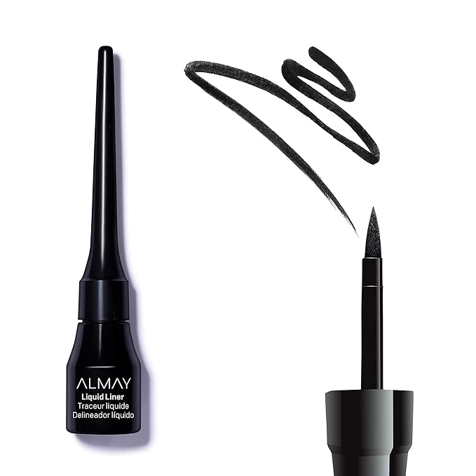 Almay Liquid Eyeliner, Waterproof, Fade-Proof Eye Makeup, Easy-to-Apply Liner Brush, Stocking Stuffer for Women, 221 Black, 0.1 Oz