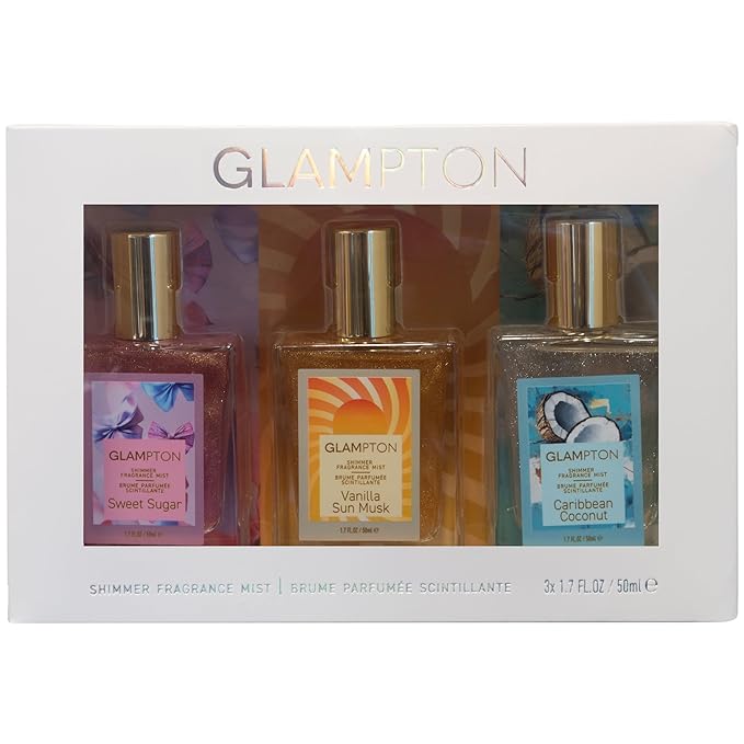 Shimmer Fragrance Mist Gift Set, Sweet Sugar, Vanilla Sun Musk, Caribbean Coconut, 1.7 Fl Oz Each, 3 Pack