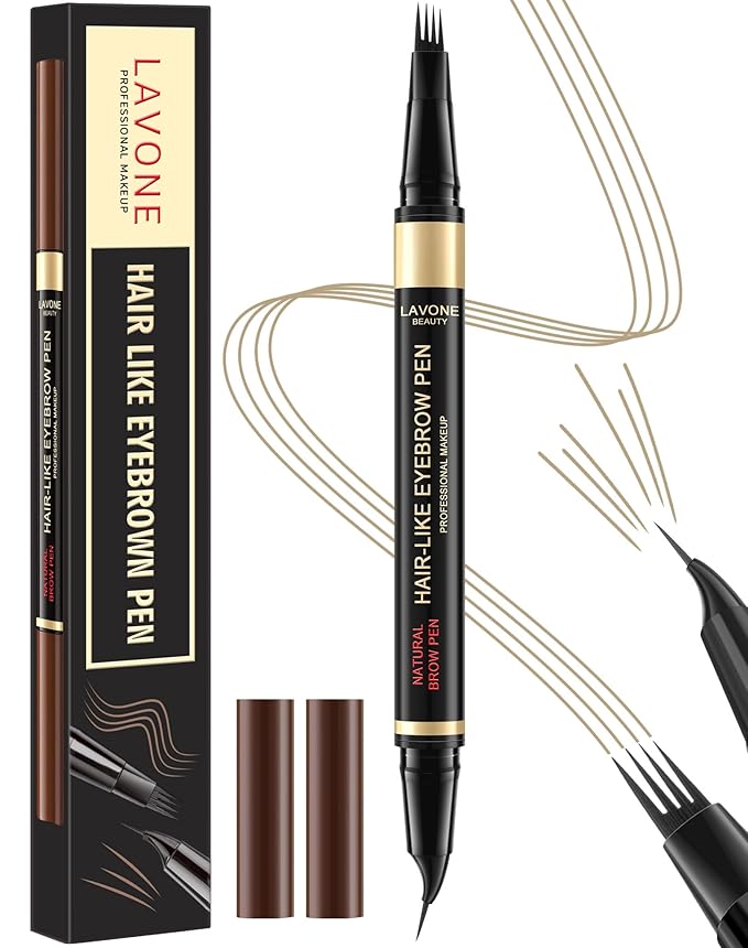 LAVONE Eyebrow Pen, 2-in-1 Eyebrow Pencils for Women with 4 Tip Microblading Eyebrow Pencil and Curved Precise Brow Pencil, Waterproof Eyebrow Pencil Create Full, Natural Hair-Like Brows, Blonde