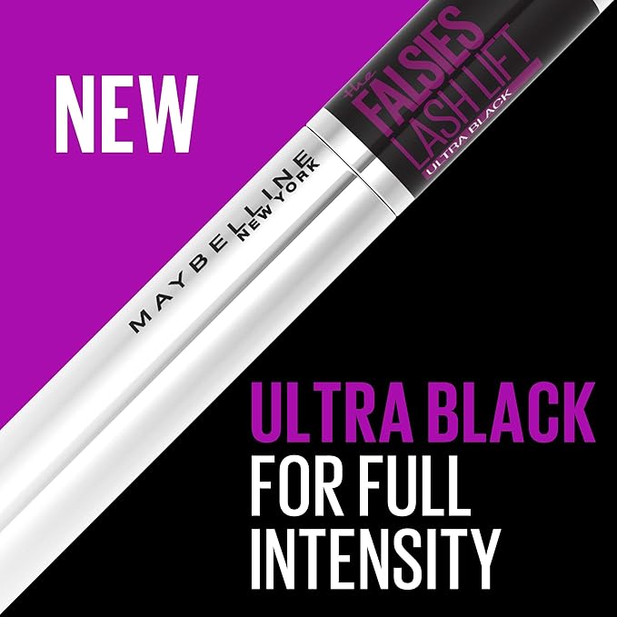 Maybelline The Falsies Lash Lift Washable Mascara Volumizing, Lengthening, Lifting, Curling, Multiplying, Eye Makeup, Ultra Black, 1 Count