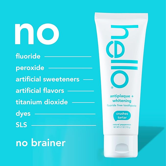 Hello Antiplaque and Whitening Fluoride Free Toothpaste and Peace Out Plaque Antigingivitis Mouthwash, Alcohol Free, Vegan, SLS Free and Gluten Free, 4.7 Ounce Tubes, 16 Ounce Bottle