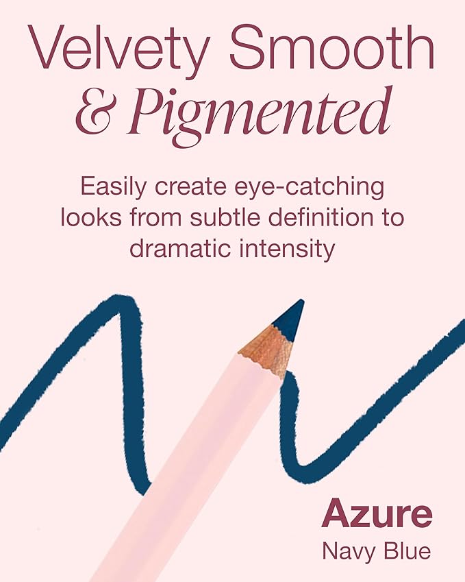 Mineral Fusion Eye Pencil (Navy Blue - Azure) - Eyeliner with Soothing Chamomile, Meadowfoam & Vitamin E - Smooth & Long Lasting, Hypoallergenic, Non-Irritating Eye Makeup