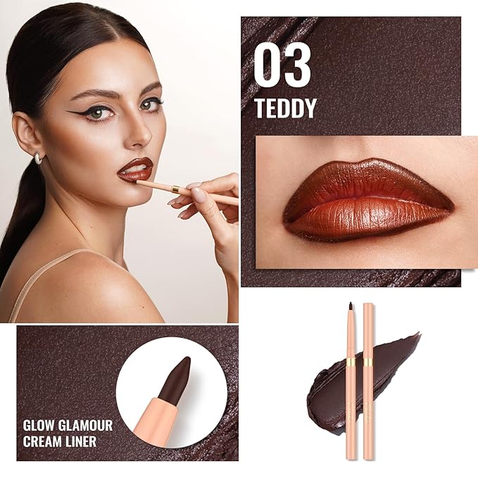 Oulac Waterproof Lipliner Pencil Set - Smooth and Creamy, Retractable Lip Makeup for Precision Application, Vegan & Cruelty-Free