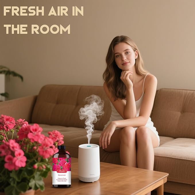 Geranium Essential Oil-Geranium Fragrance Oil 4.33oz (130ml)-100% Pure Natural Scent for Diffusers, Candles, Soap Making & Aromatherapy-Relaxing Home & Gift Essential Oil for Bath, Massage