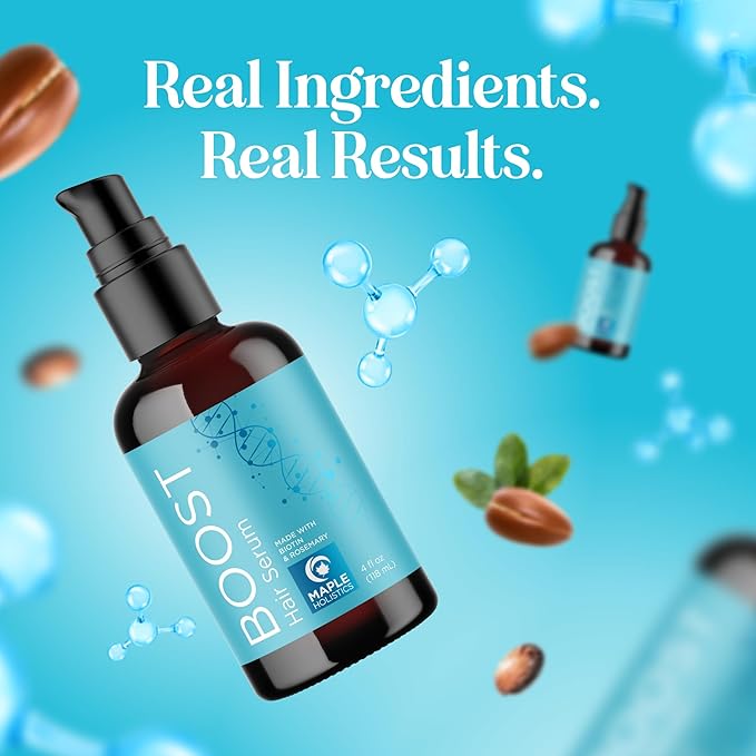 Volumizing Biotin Hair Serum for Men & Women - Caffeine Serum for Hair and Scalp Care with Peppermint Black Castor & Rosemary Oil for Enhanced Volume Shine & Hydration - Vegan & Cruelty Free (4 Fl Oz)
