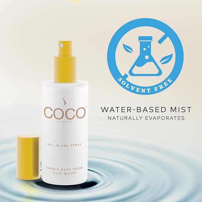 COCO by Stone 5oz All-in-One Spray (Oud Wood) Shake & Spray Formula for Fabric, Pillows, Interiors, Clothing, Home Fragrance Accessories, Room Perfume, Room Deodorizer, Vegan & Cruelty-Free