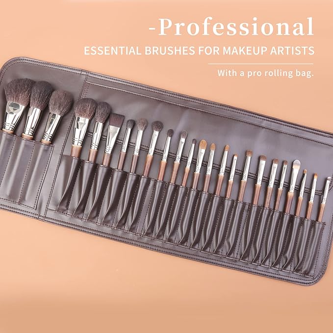 Deluxe Natural Goat Hair Makeup Brush Set with Case, Luxury ENZO KEN Cosmetic Brushes Makeup Set, Natural Makeup Brushes, Natural Bristle Makeup Brushes, Natural Hair Makeup Brushes Set Professional.
