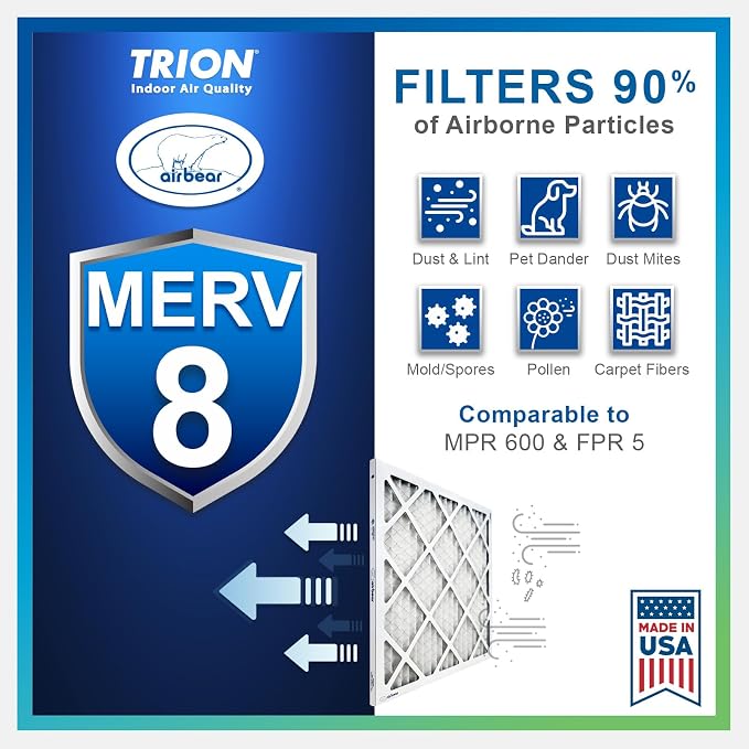 16x20x1 Air Filter MERV 8 TRION Air Bear Pleated HVAC Air Filter Replacement - Image 6