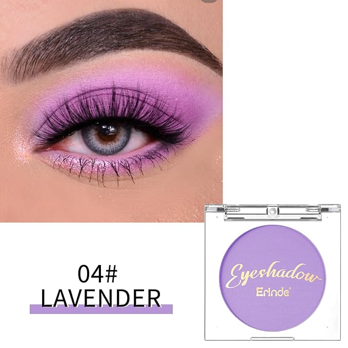 Erinde Single Purple Matte Eyeshadow Palette, Velvet Eye Shadow Compact Powder Natural Makeup, Long-Lasting Eye Makeup, Ultra-Blendable, Pigmented Color, Vegan Formula, 04# LAVENDER