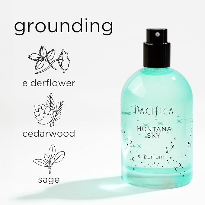 Pacifica Montana Sky Spray Perfume – Clean Vegan Fragrance for Women with Cedarwood & Sage – Grounding Earthy Woodsy Scent w/Cedarwood, Black Pepper, Sage, Cruelty-Free & Long-Lasting, 2 fl oz