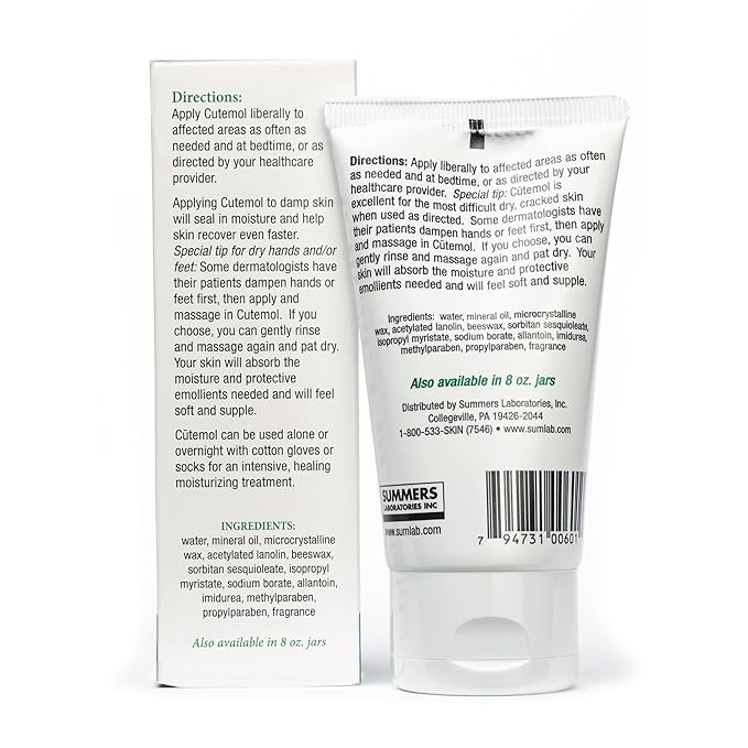 Cutemol Emollient Moisturizing Cream - Serious Moisturizer Lotion Balm for Recovering Dry, Damaged Skin - Hydration for Cracked Hands and Feet, Eczema, Psoriasis, and Raw Skin (2 oz)