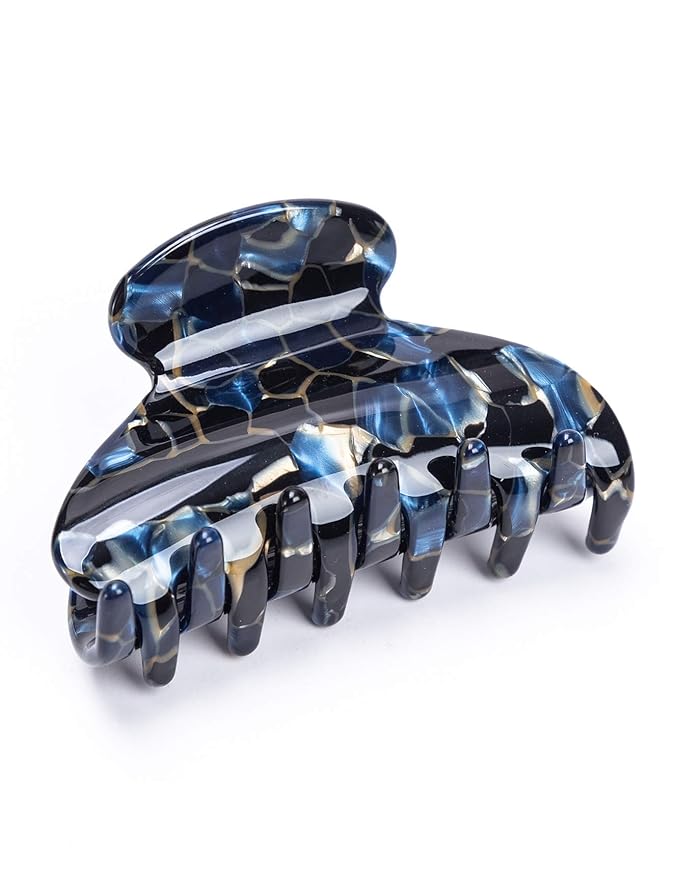 Handmade Celluloid Acetate French Design Barrettes Tortoise Shell Claws Hair Claw Luxury Fashion Accessories Hair Clip for Women (Blue)