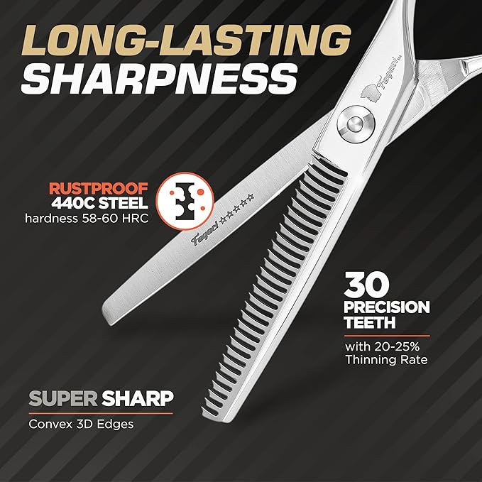 Fagaci Professional Hair Scissors & Thinning Shears Extreme Cut, ATS314 Steel Hair Cutting Scissors Professional, 440C Steel Thinning Scissors, Hair Shears, Hair Scissors Professional, Barber Scissors
