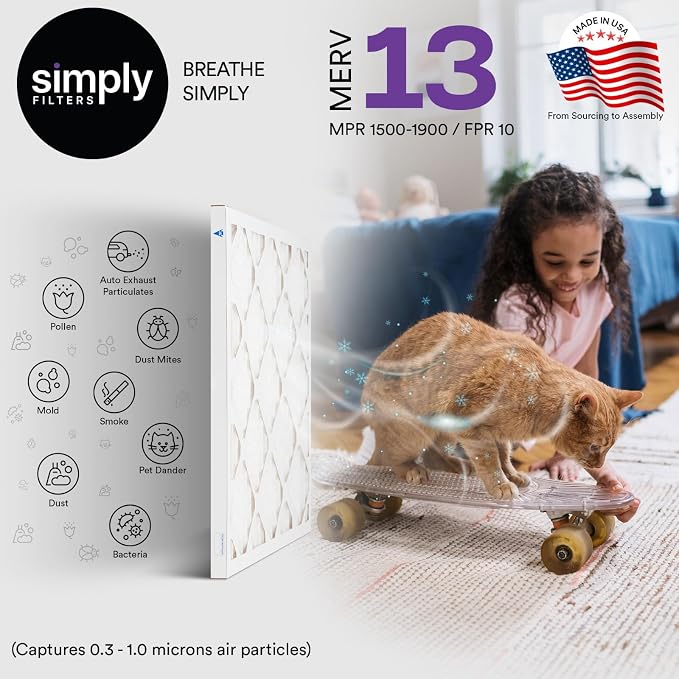 Simply 16x24x1 Air Filter, Merv 13, 6 Pack, - Image 2