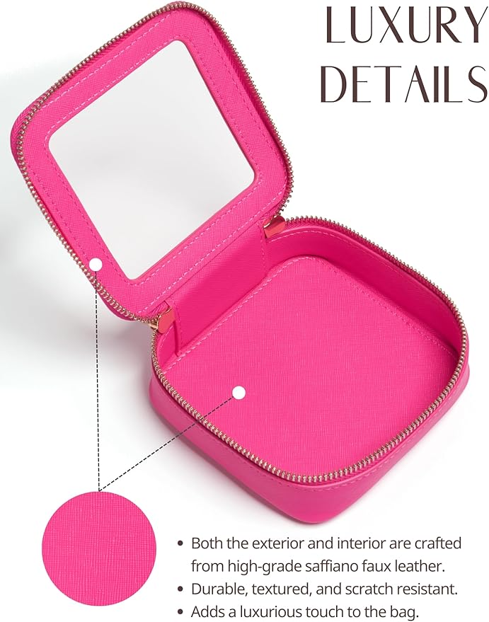 Popvibe Clear Makeup Bag Travel Cosmetic Case Transparent Toiletry Bag with Zipper, Portable Make Up Organizer Traveling Compact Car Bag for Essentials