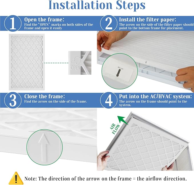 16x20x1 MERV 11 Air Filter, Quality AC/HVAC Furnace Filter，2 Reusable ABS Frame - Image 3